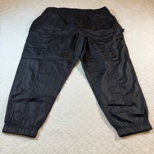 Fabletics Parachute Pants Women XXL/1X Black Cargo Jogger Windbreaker Gym